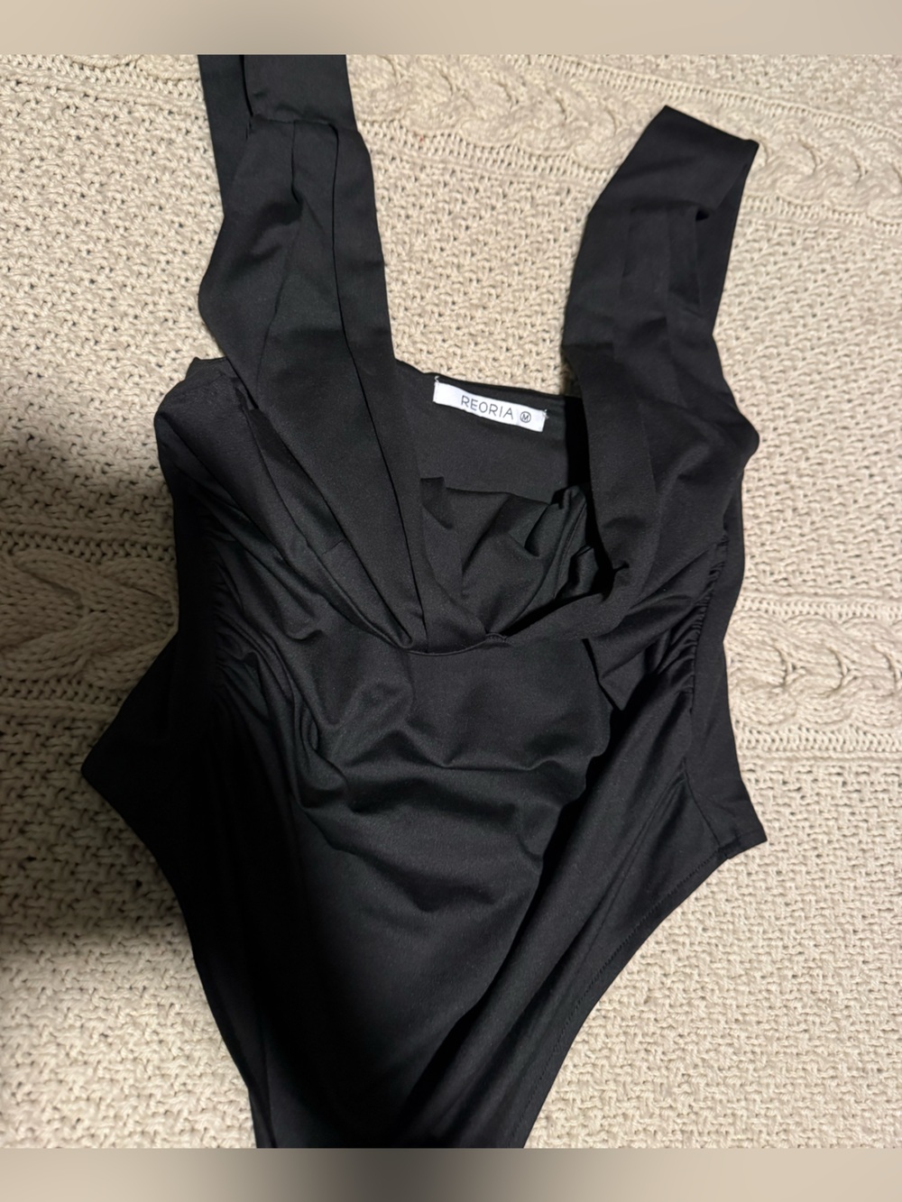 ReoRia Black One-Piece Swimsuit with Snap Closure